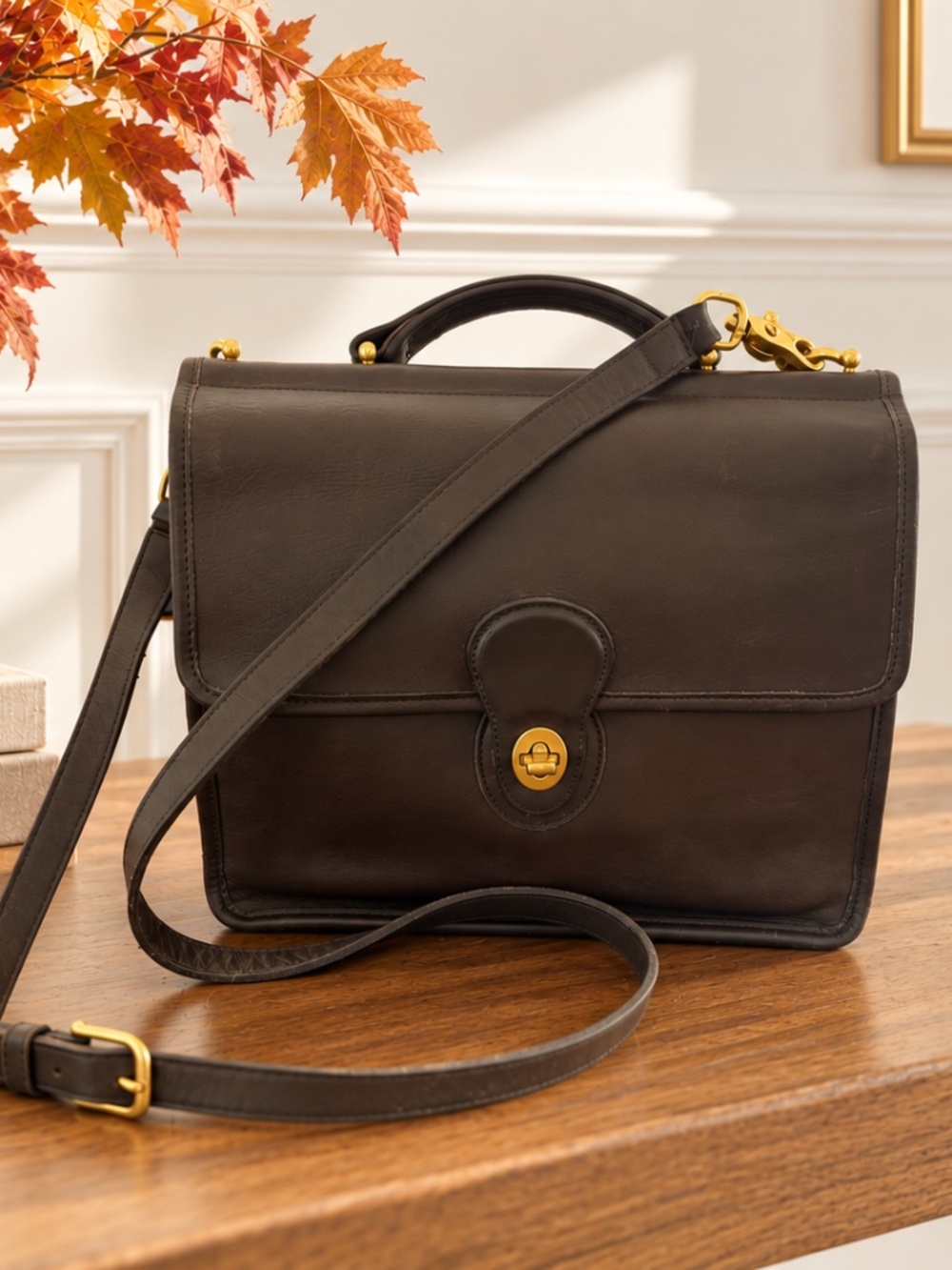 Vintage 1997 Coach Willis Bag 9927 Mahogany Leather Crossbody USA Made -Pristine